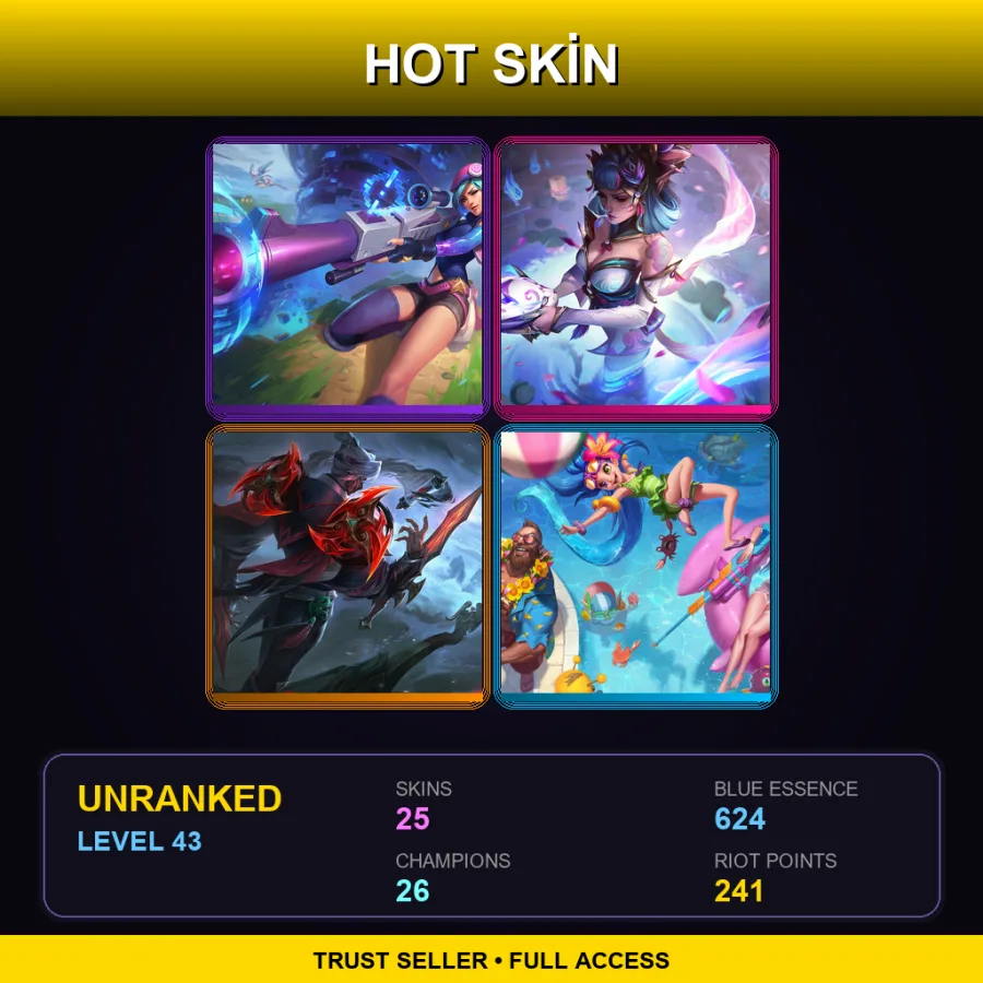EUNE | Lv43 | Unranked | 25 Skin | 26 Champ — LoL account