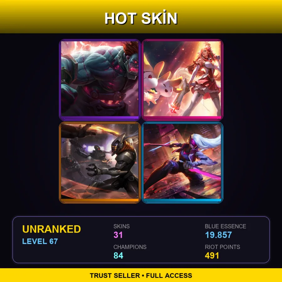 LAN | Lv67 | Unranked | 31 Skin | 84 Champ — LoL account