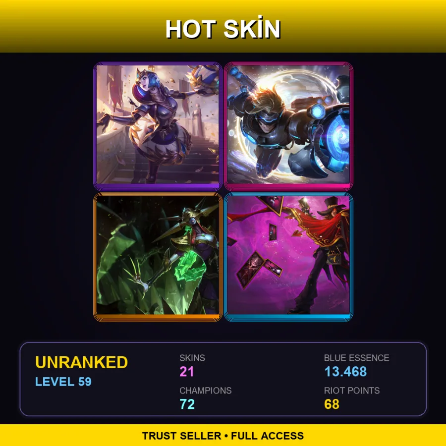 TR | Lv59 | Unranked | 21 Skin | 72 Champ