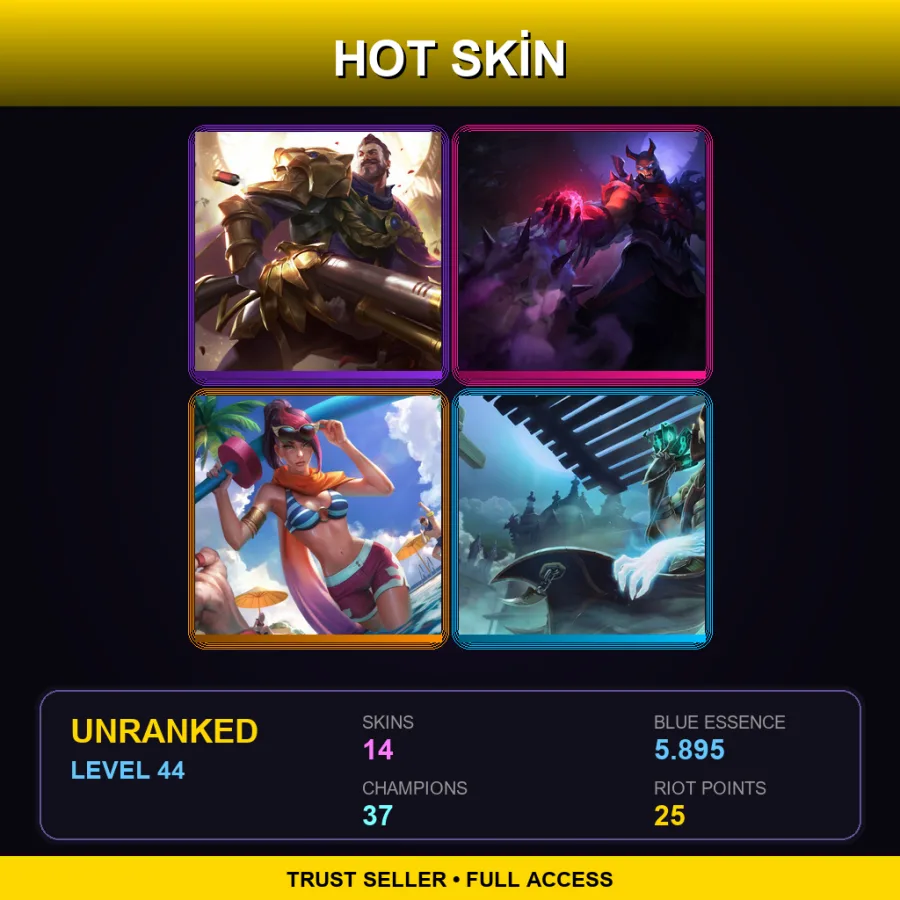 EUNE | Lv44 | Unranked | 14 Skin | 37 Champ — LoL account