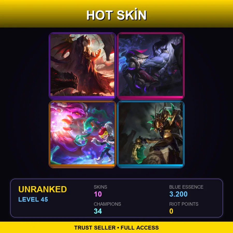 LAN | Lv45 | Unranked | 10 Skin | 34 Champ — Glacial Malphite