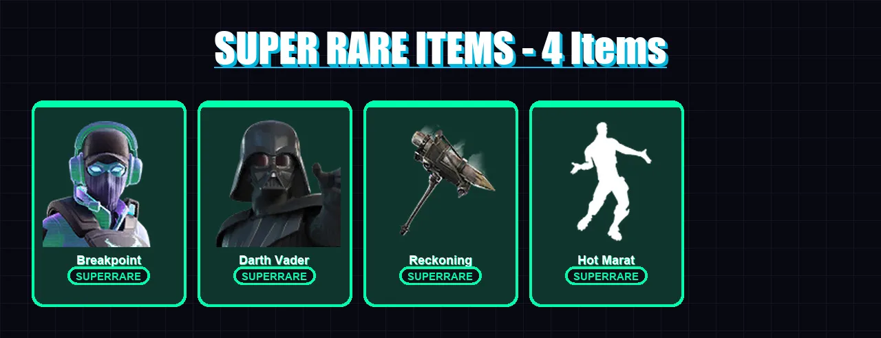 [PC/XBOX/PSN] | Breakpoint | Darth Vader | Kado Thorne | Blackheart | Vendetta | 110 skin | 111 pickaxe | 105 emote | 118 glider | Lv2030