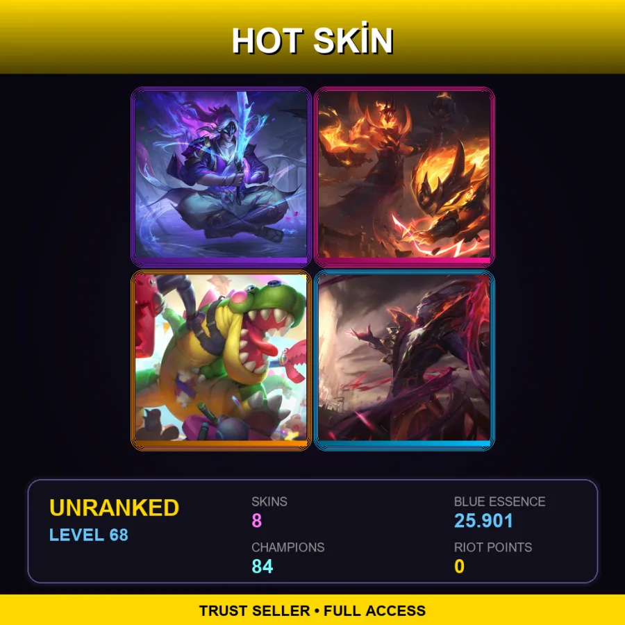 EUW | Lv68 | Unranked | 8 Skin | 84 Champ