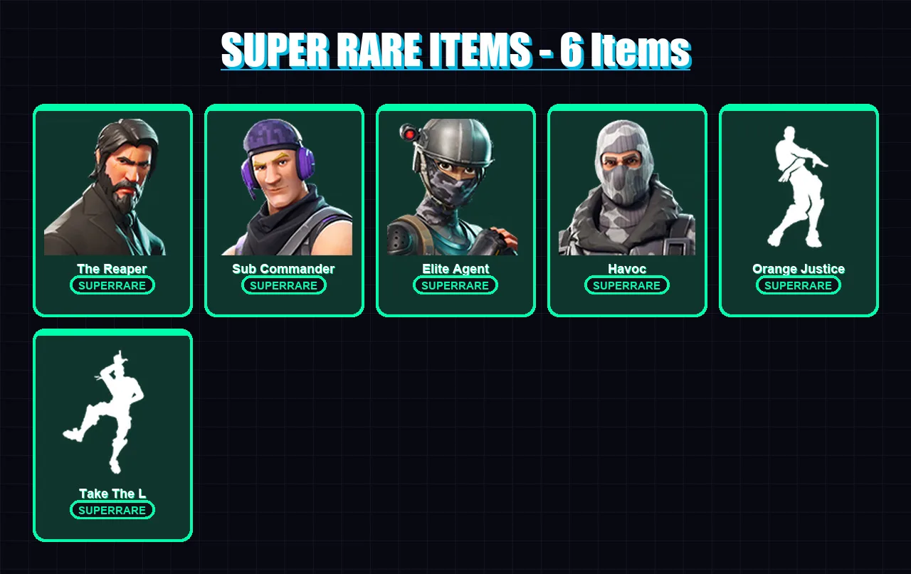 [PC/XBOX/PSN] | The Reaper | Sub Commander | Elite Agent | Havoc | Carbide | 34 skin | 63 pickaxe | 38 emote | 46 glider | Lv611