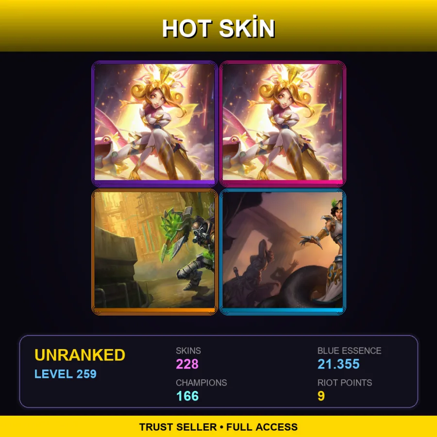 EUNE | Lv259 | Unranked | 228 Skin | 166 Champ