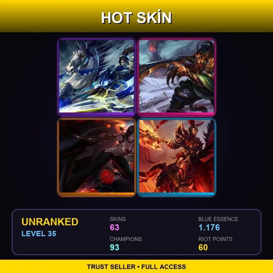 LAS | Lv35 | Unranked | 63 Skin | 93 Champ