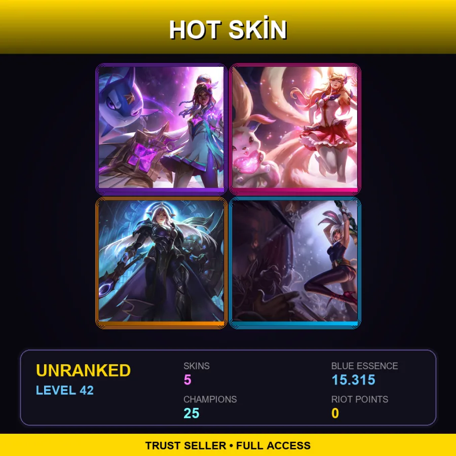 EUNE | Lv42 | Unranked | 5 Skin | 25 Champ