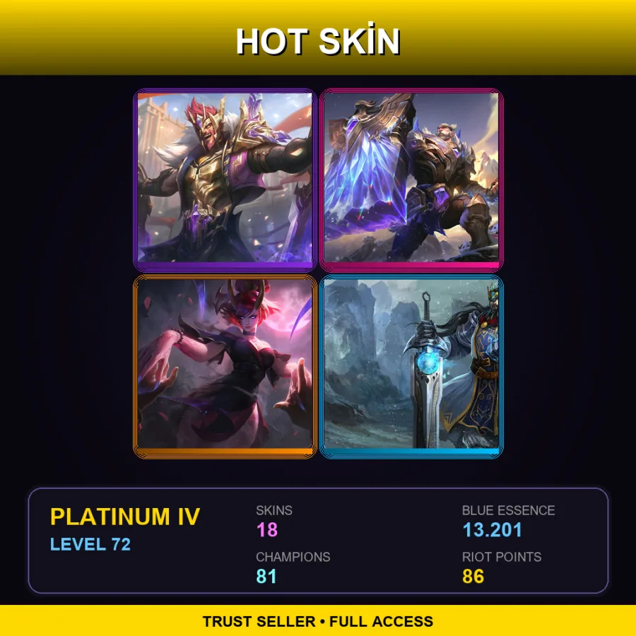 TR | Lv72 | Platinum IV | 18 Skin | 81 Champ