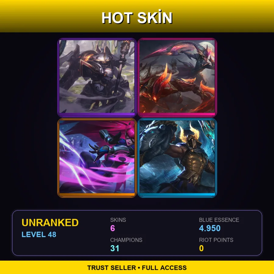 EUW | Lv48 | Unranked | 6 Skin | 31 Champ