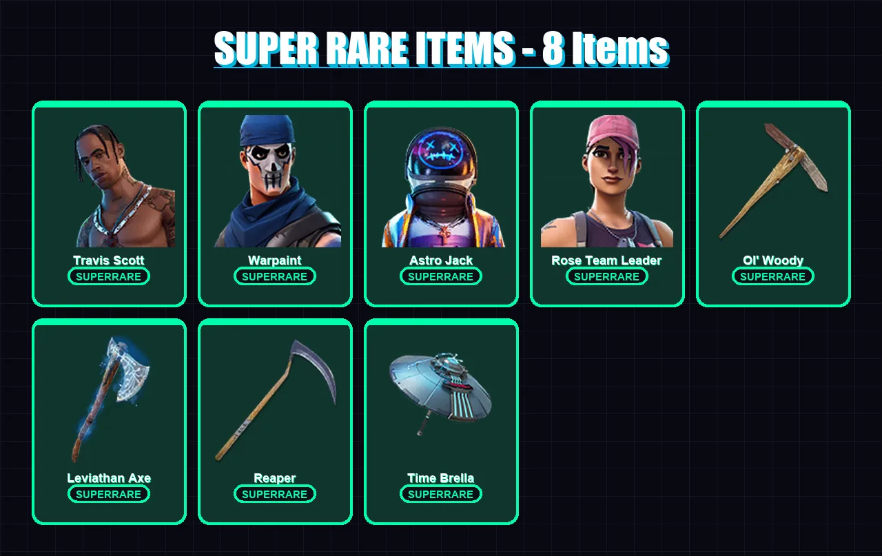 [PC/XBOX] | Travis Scott | Warpaint | Astro Jack | Rose Team Leader | Sorana | 176 skin | 207 pickaxe | 158 emote | 176 glider | Lv2555