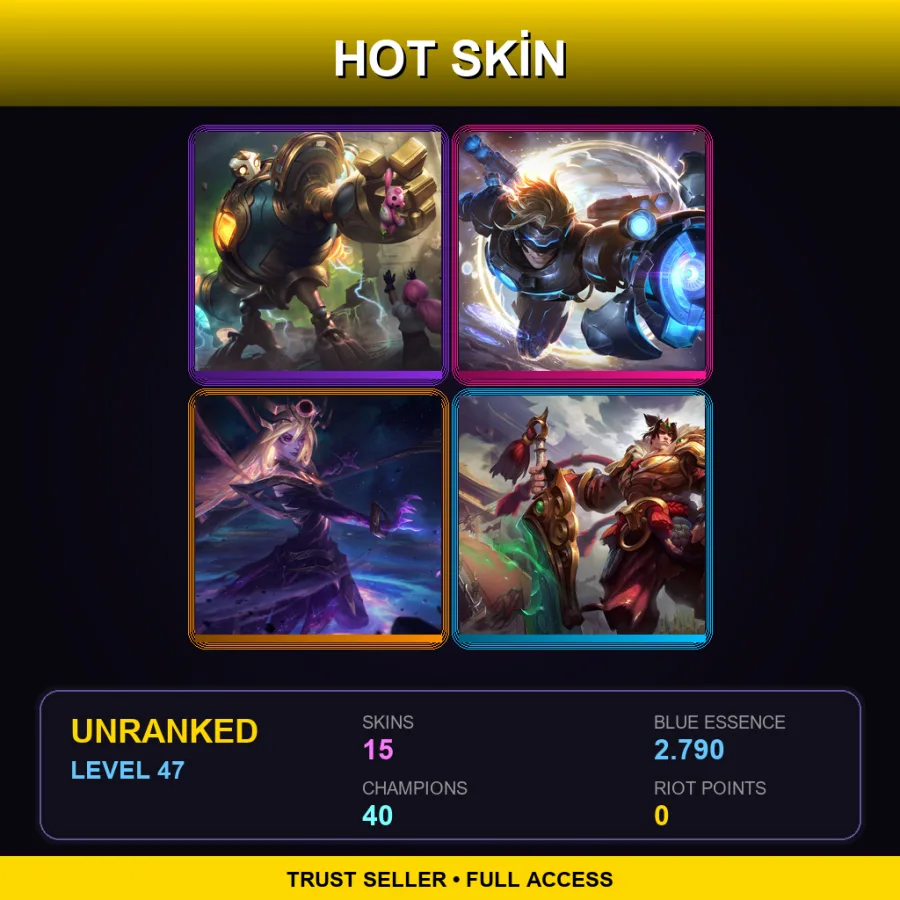 NA | Lv47 | Unranked | 15 Skin | 40 Champ — LoL account