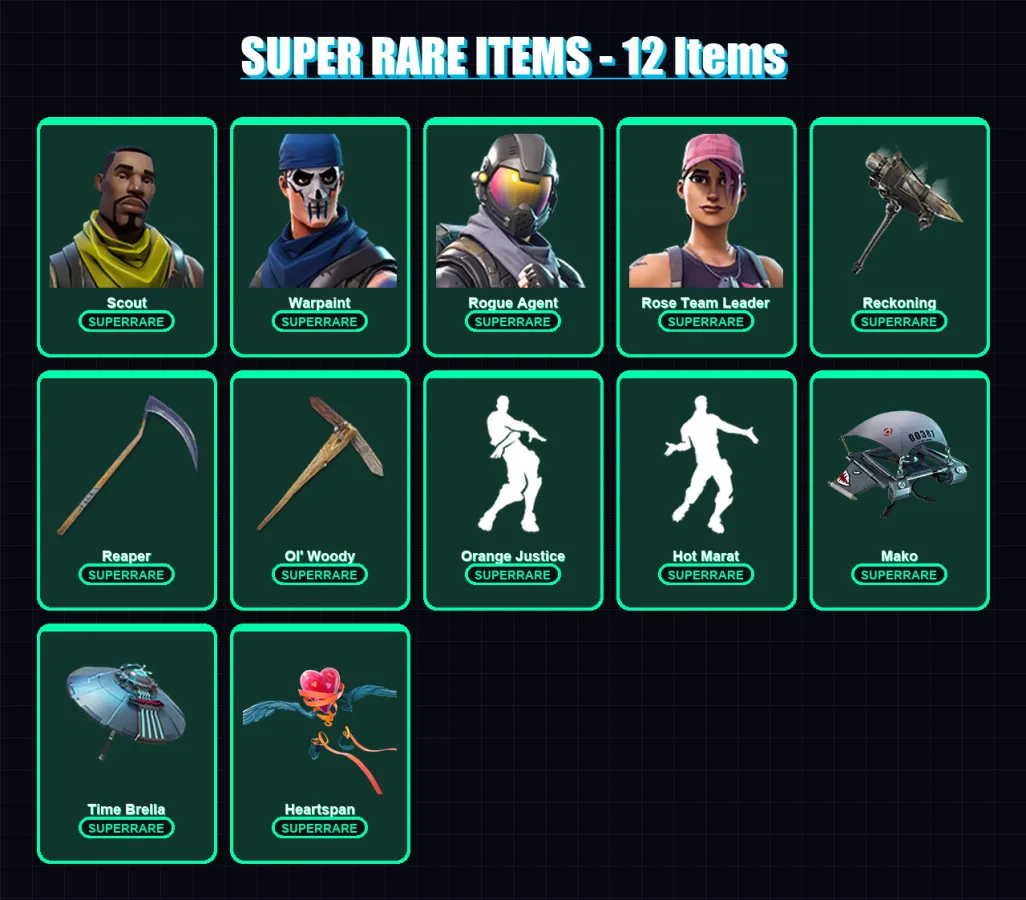 [PC/PSN] | Scout | Warpaint | Rogue Agent | Rose Team Leader | Blackheart | 75 skin | 92 pickaxe | 90 emote | 89 glider | Lv1435