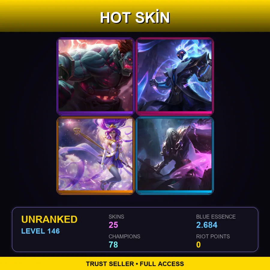EUNE | Lv146 | Unranked | 25 Skin | 78 Champ — LoL account