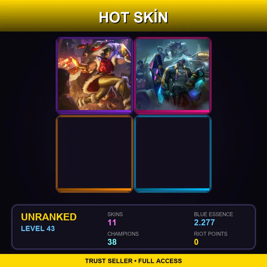 VN | Lv43 | Unranked | 11 Skin | 38 Champ — Muay Thai Lee Sin