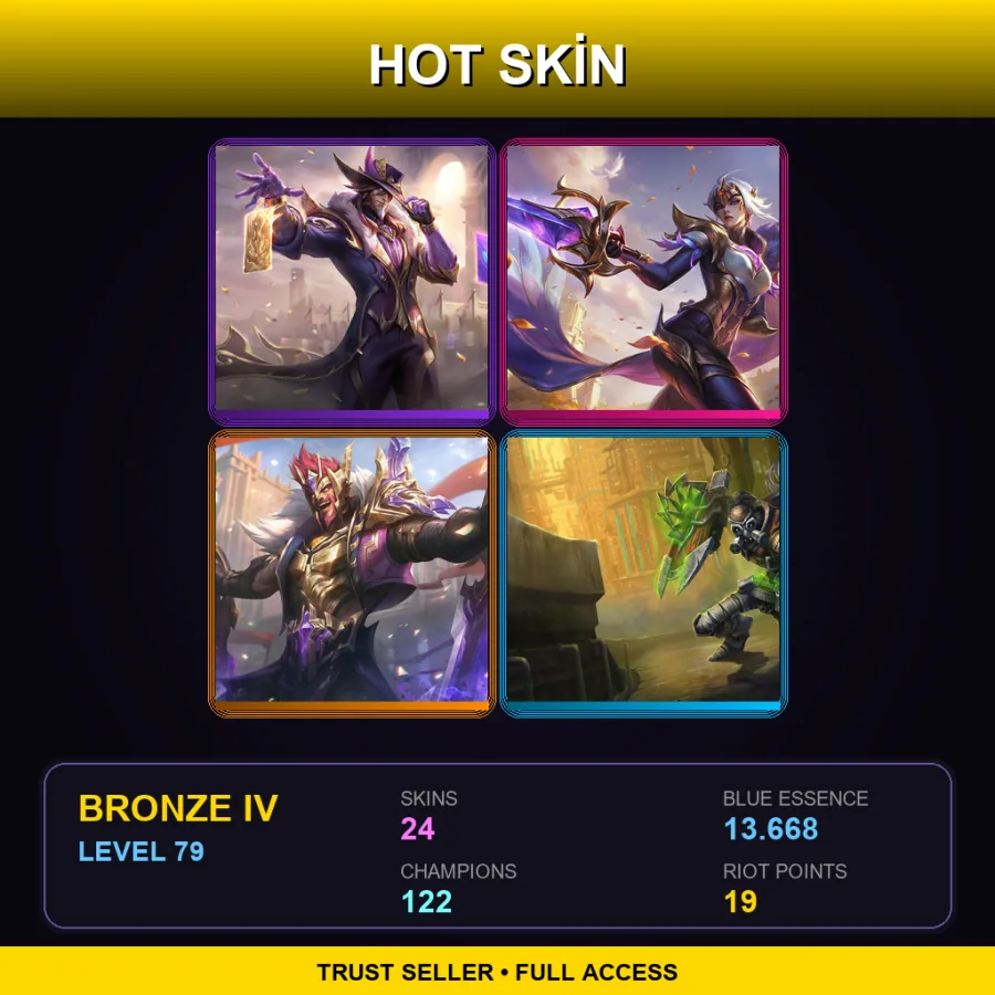 TR | Lv79 | Bronze IV | 24 Skin | 122 Champ — LoL account