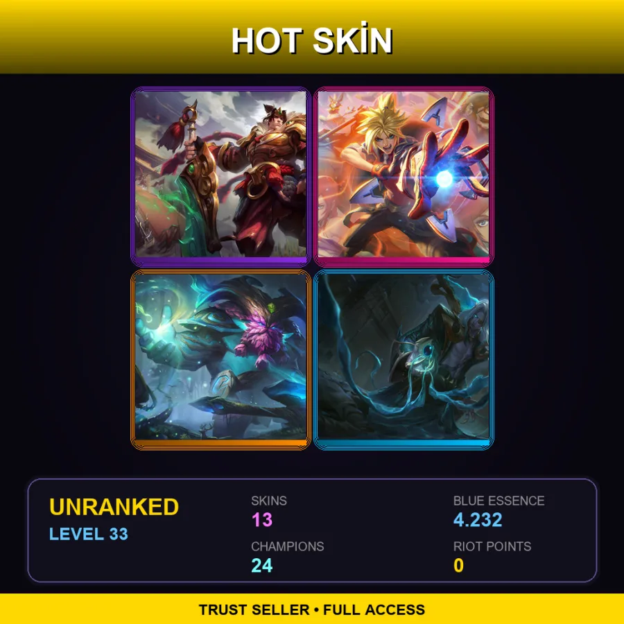 LAS | Lv33 | Unranked | 13 Skin | 24 Champ with Xin Zhao