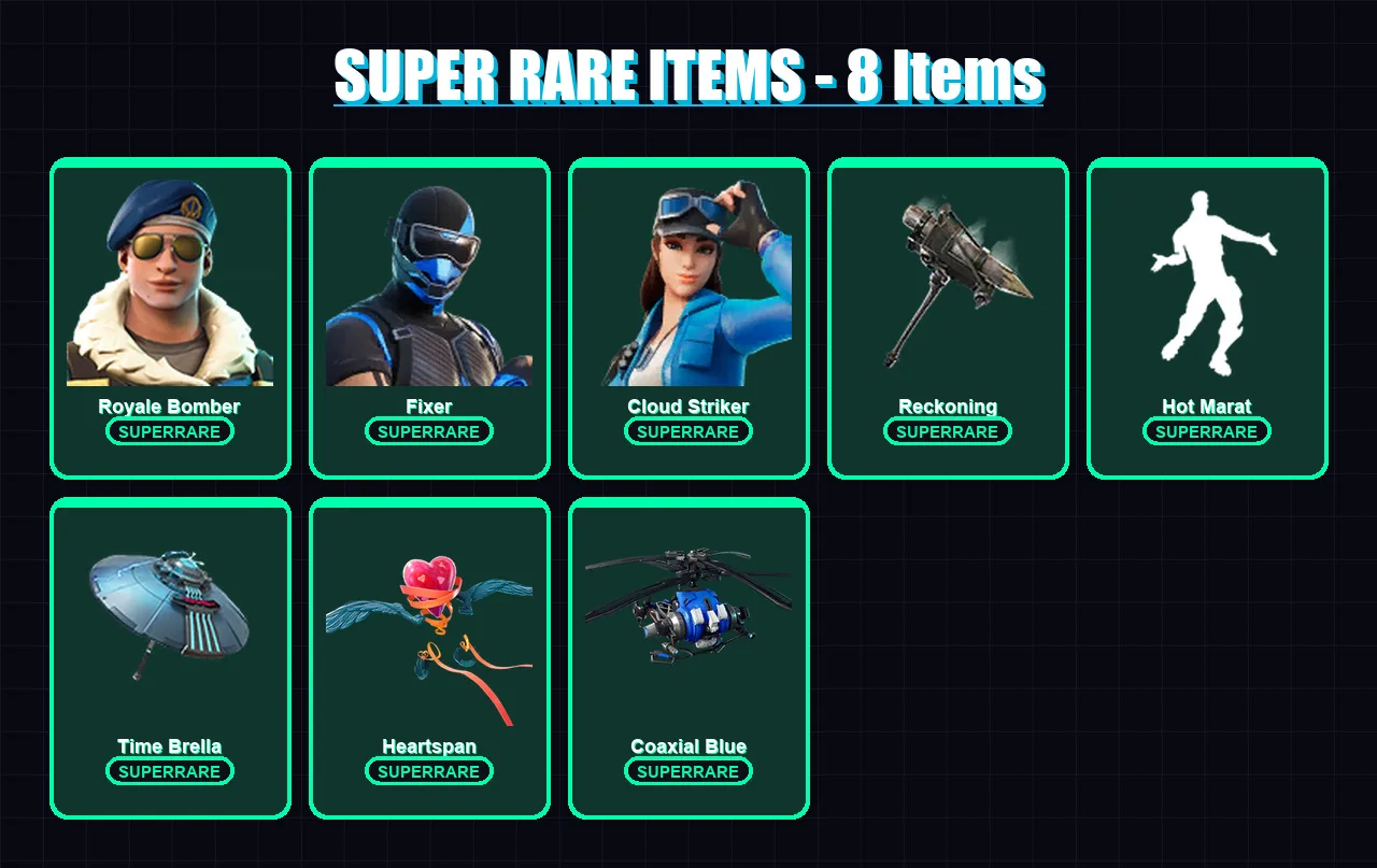 [PS4/PS5/XBOX/PC] | Royale Bomber | Fixer | Cloud Striker | Dire | Hybrid | 74 skin | 77 pickaxe | 72 emote | 81 glider | Lv1465