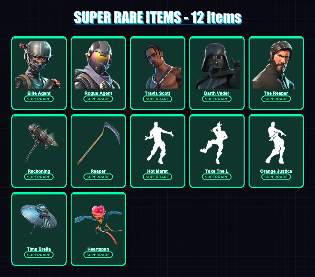[PS4/PS5/PC] | Elite Agent | Rogue Agent | Travis Scott | Darth Vader | The Reaper | 99 skin | 151 pickaxe | 151 emote | 144 glider | Lv3286