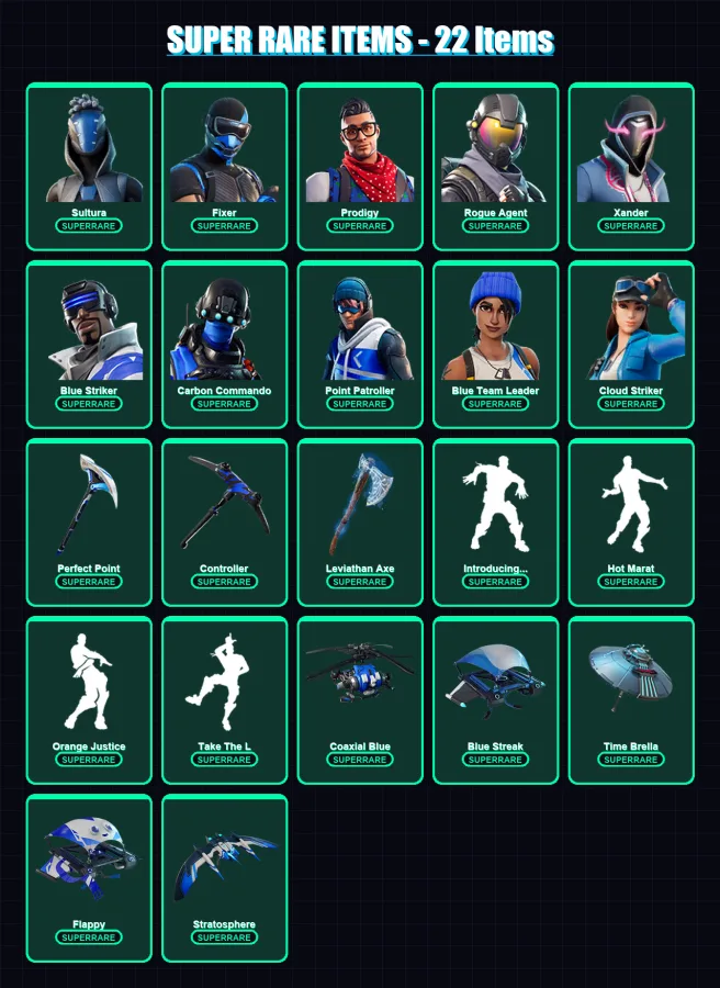 [PC] | Sultura | Fixer | Prodigy | Rogue Agent | Xander | 168 skin | 239 pickaxe | 188 emote | 197 glider | Lv3339