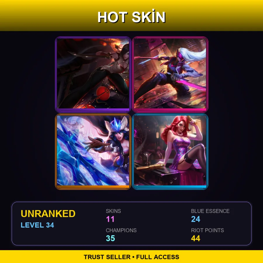 EUW | Lv34 | Unranked | 11 Skin | 35 Champ