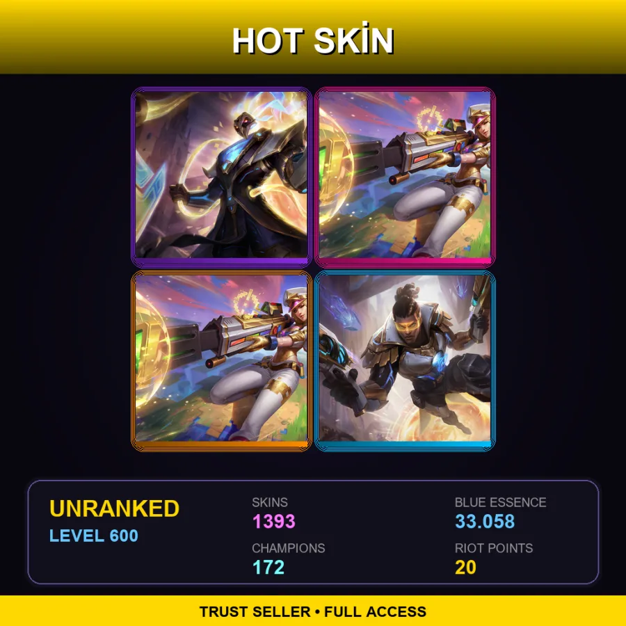 EUW | Lv600 | Unranked | 1393 Skin | 172 Champ