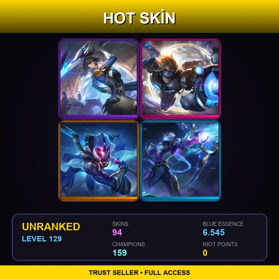 SG | Lv129 | Unranked | 94 Skin | 159 Champ — LoL account