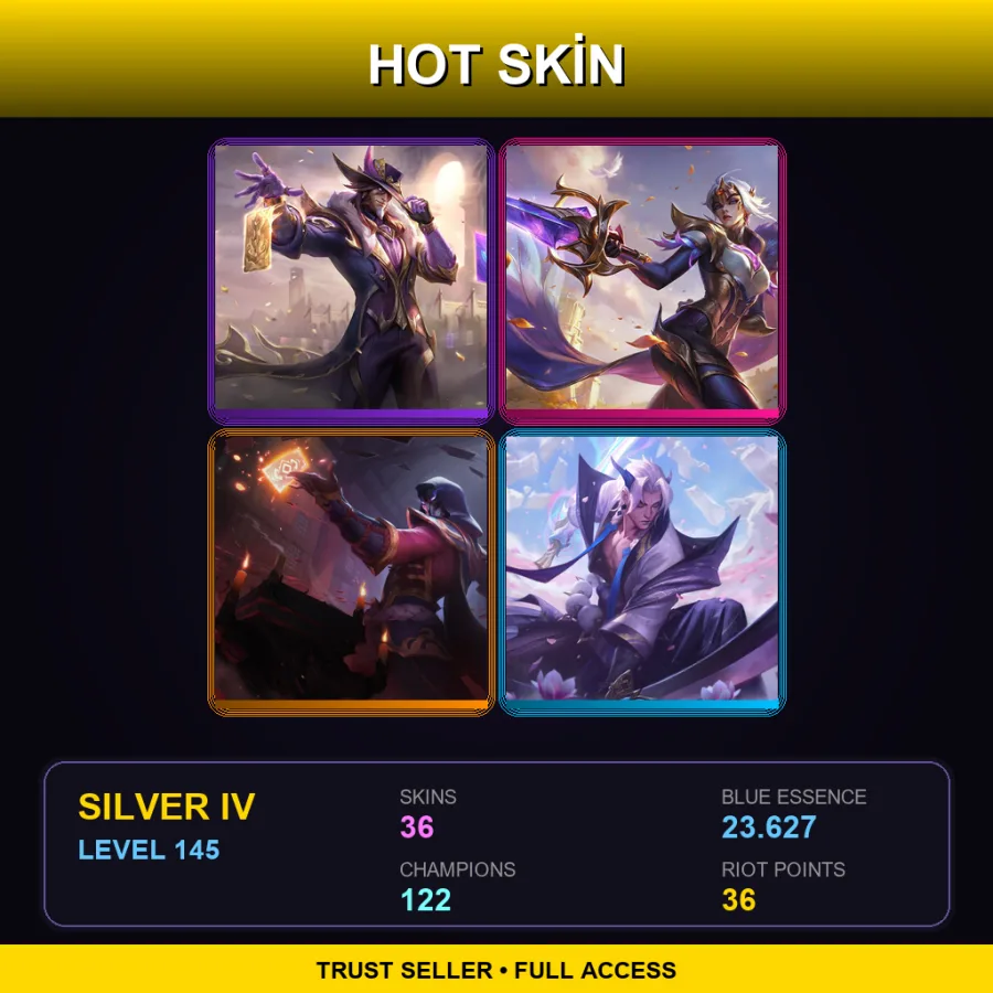 BR | Lv145 | Silver IV | 36 Skin | 122 Champ — LoL account