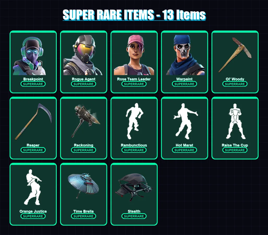 [PC/PSN] | Breakpoint | Rogue Agent | Rose Team Leader | Warpaint | Calamity | 342 skin | 297 pickaxe | 228 emote | 220 glider | Lv2639 — Fortnite account