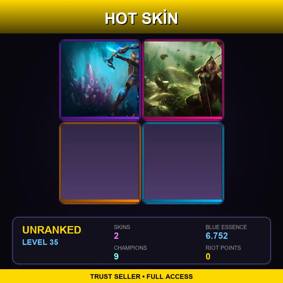 EUW | Lv35 | Unranked | 2 Skin | 9 Champ — LoL account