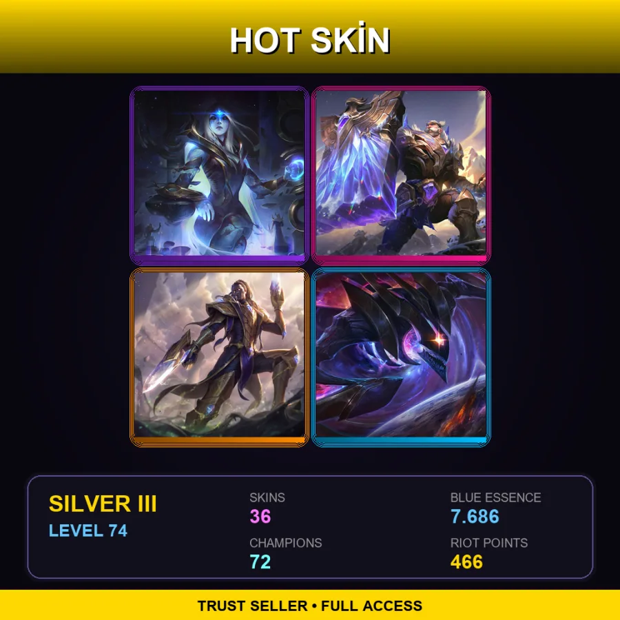 EUW | Lv74 | Silver III | 36 Skin | 72 Champ