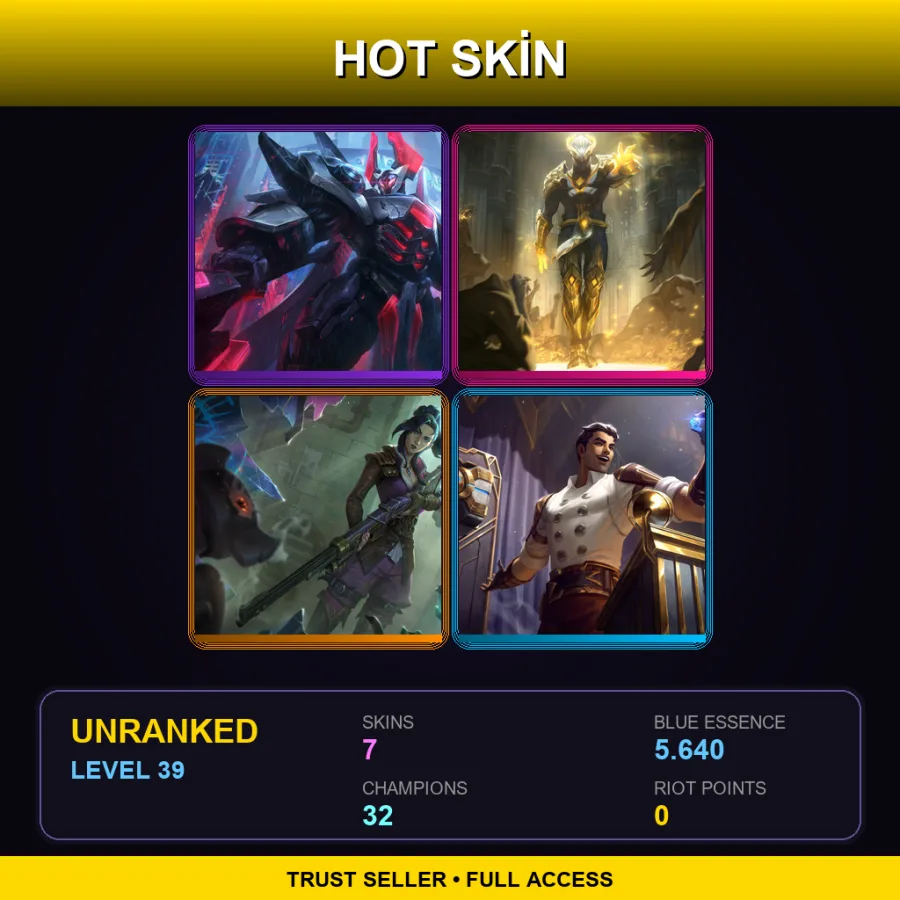 EUW | Lv39 | Unranked | 7 Skin | 32 Champ