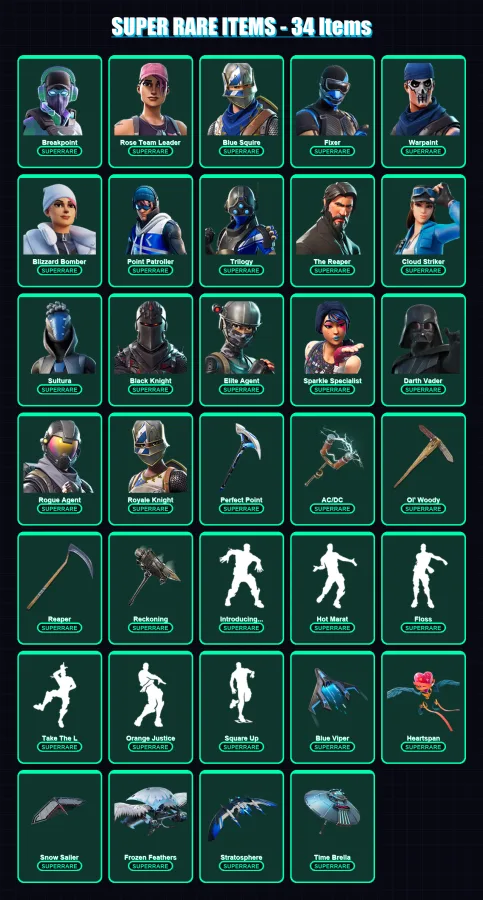 [PC/XBOX] | Breakpoint | Rose Team Leader | Blue Squire | Fixer | Warpaint | 325 skin | 275 pickaxe | 190 emote | 220 glider | Lv2803