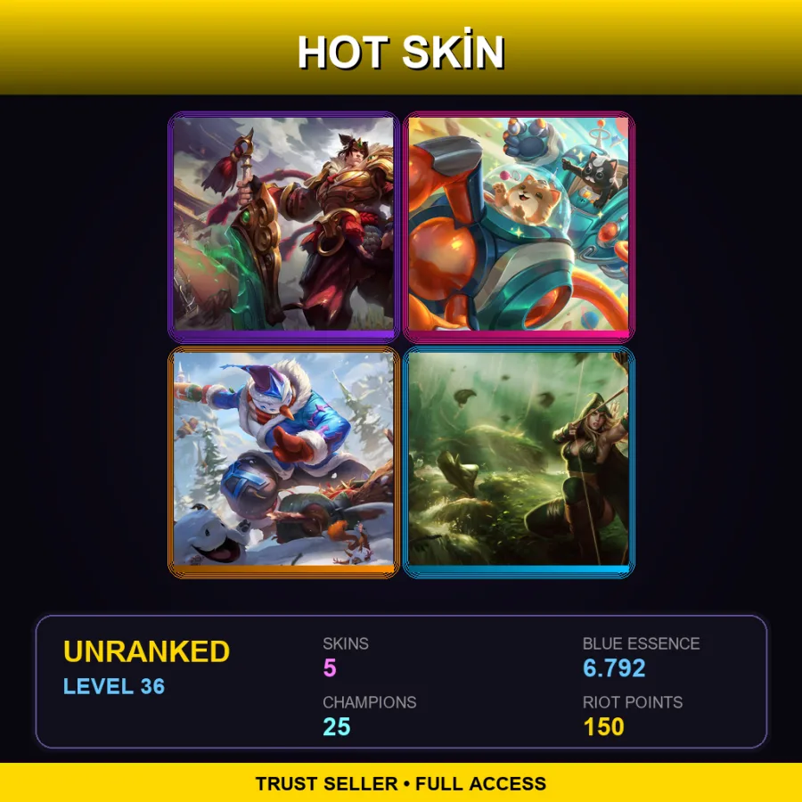 SG | Lv36 | Unranked | 5 Skin | 25 Champ