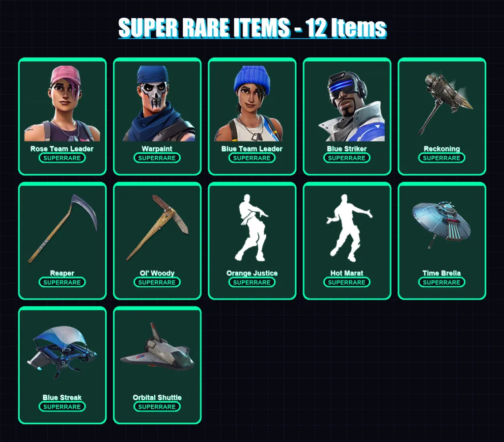 [PC/XBOX/PSN] | Rose Team Leader | Warpaint | Blue Team Leader | Blue Striker | Ronin | 103 skin | 101 pickaxe | 120 emote | 97 glider | Lv1581