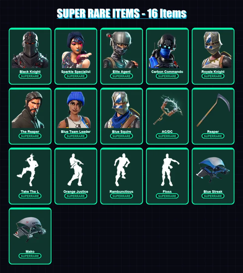 [PC/XBOX] | OG Skull Trooper | Black Knight | Sparkle Specialist | Elite Agent | Carbon Commando | 31 skin | 18 pickaxe | 37 emote | 31 glider | Lv4