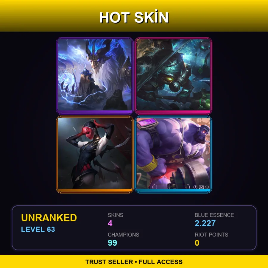 LAN | Lv63 | Unranked | 4 Skin | 99 Champ