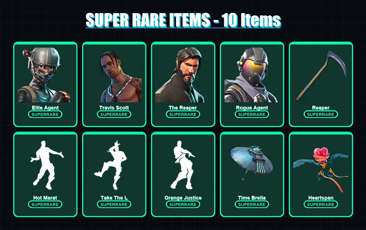 [PC/XBOX/PSN] | Elite Agent | Travis Scott | The Reaper | Rogue Agent | Dark Voyager | 98 skin | 102 pickaxe | 97 emote | 92 glider | Lv1265