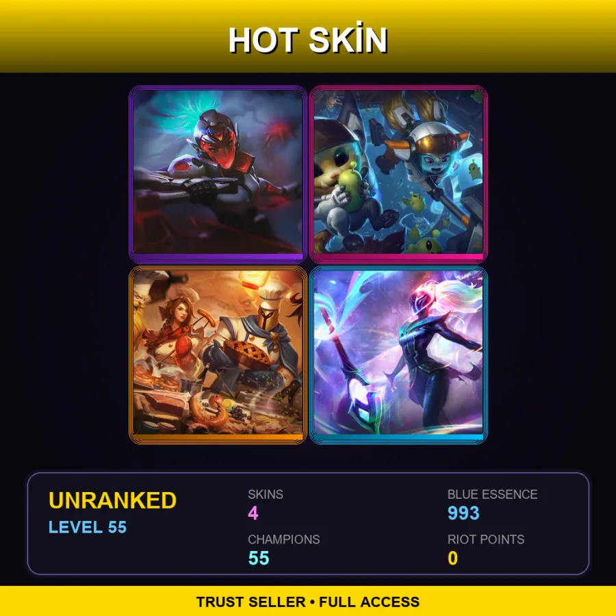EUW | Lv55 | Unranked | 4 Skin | 55 Champ — Sashimi Akali