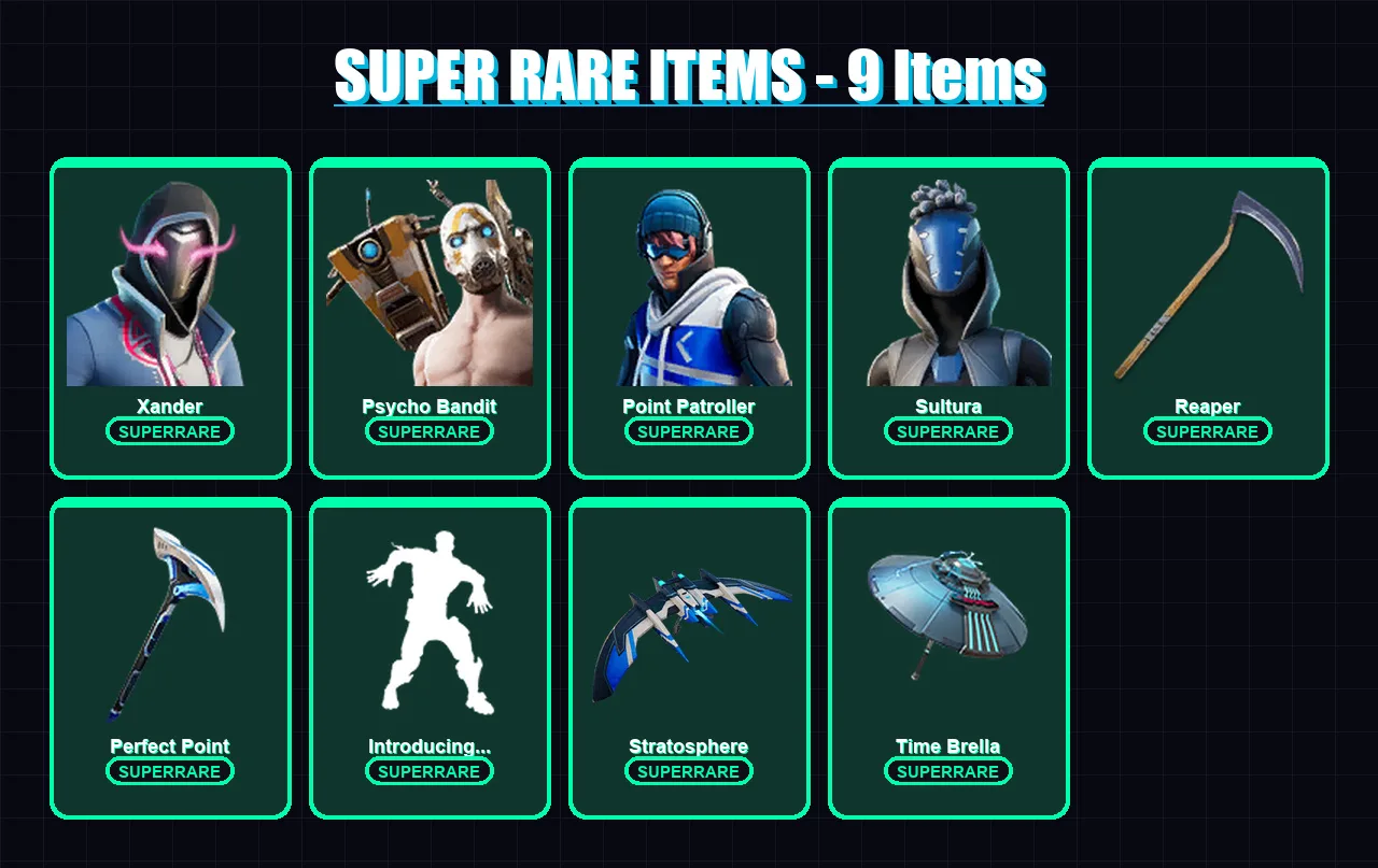 [PC] | Xander | Psycho Bandit | Point Patroller | Sultura | Nezumi | 211 skin | 264 pickaxe | 187 emote | 176 glider | Lv2713