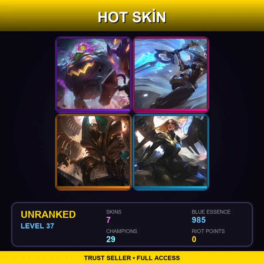 LAN | Lv37 | Unranked | 7 Skin | 29 Champ — LoL account