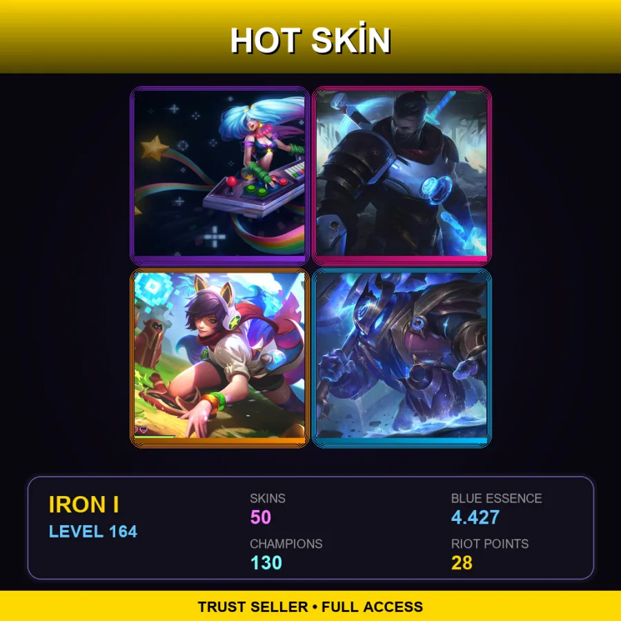 EUW | Lv164 | Iron I | 50 Skin | 130 Champ