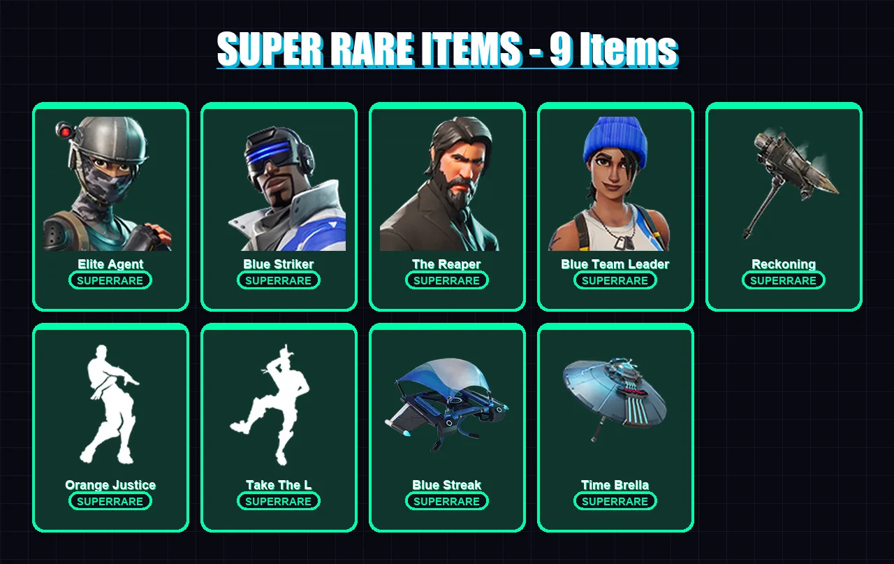 [PS4/PS5/XBOX/PC] | Elite Agent | Blue Striker | The Reaper | Blue Team Leader | Carbide | 40 skin | 42 pickaxe | 48 emote | 53 glider | Lv755