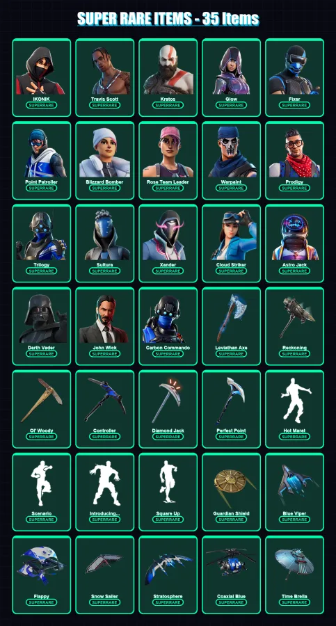 [PC/XBOX/PSN] | IKONIK | Travis Scott | Kratos | Glow | Fixer | 343 skin | 253 pickaxe | 289 emote | 197 glider | Lv2270 — Fortnite account