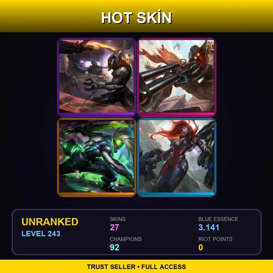 TR | Lv243 | Unranked | 27 Skin | 92 Champ