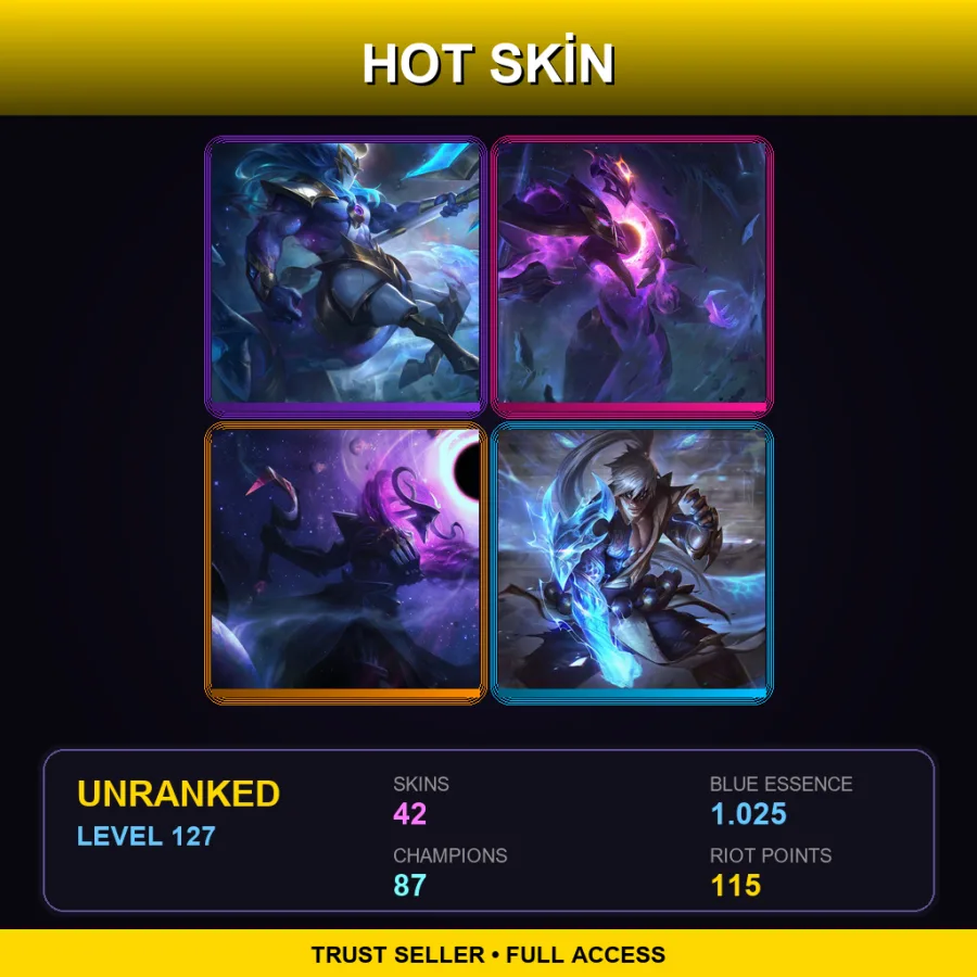 EUNE | Lv127 | Unranked | 42 Skin | 87 Champ — LoL account