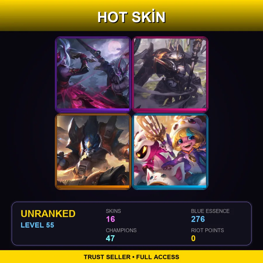 LAS | Lv55 | Unranked | 16 Skin | 47 Champ — Headhunter Caitlyn