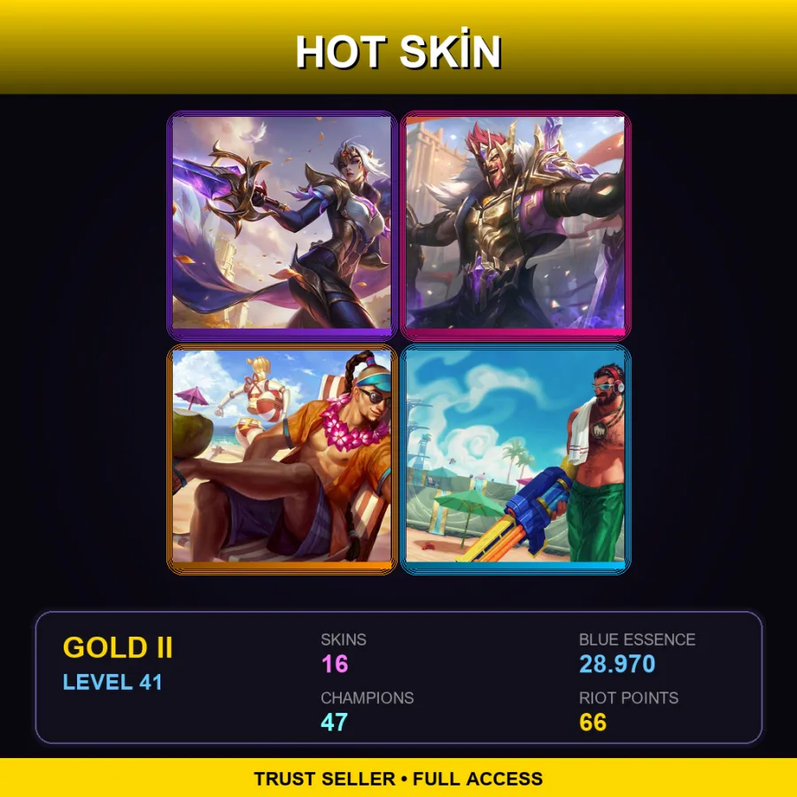 NA | Lv41 | Gold II | 16 Skin | 47 Champ