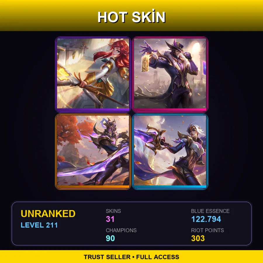 TR | Lv211 | Unranked | 31 Skin | 90 Champ — LoL account