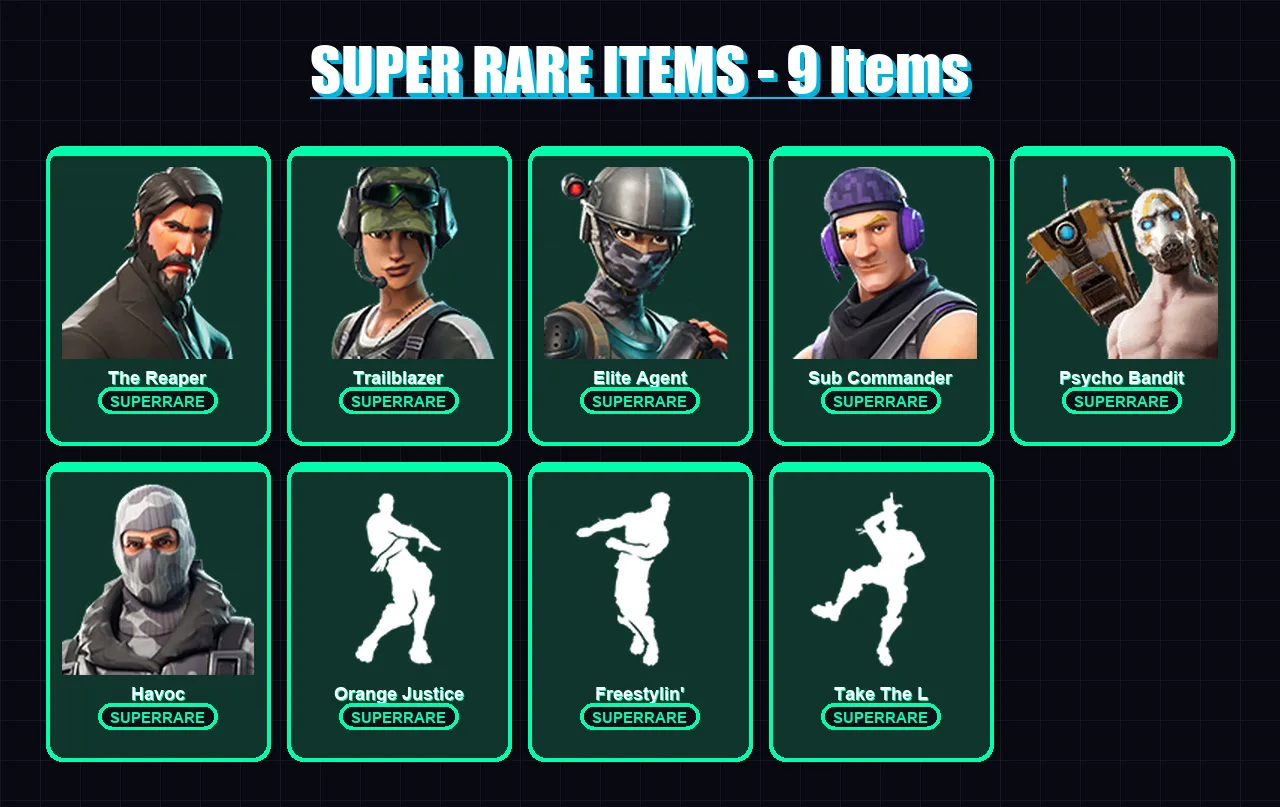 [PC/XBOX/PSN] | The Reaper | Trailblazer | Elite Agent | Sub Commander | Psycho Bandit | 27 skin | 16 pickaxe | 19 emote | 16 glider | Lv189