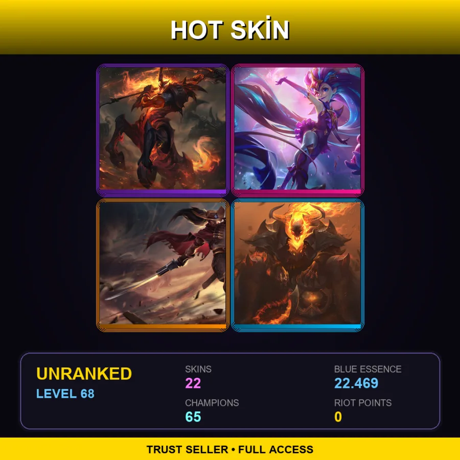 LAN | Lv68 | Unranked | 22 Skin | 65 Champ
